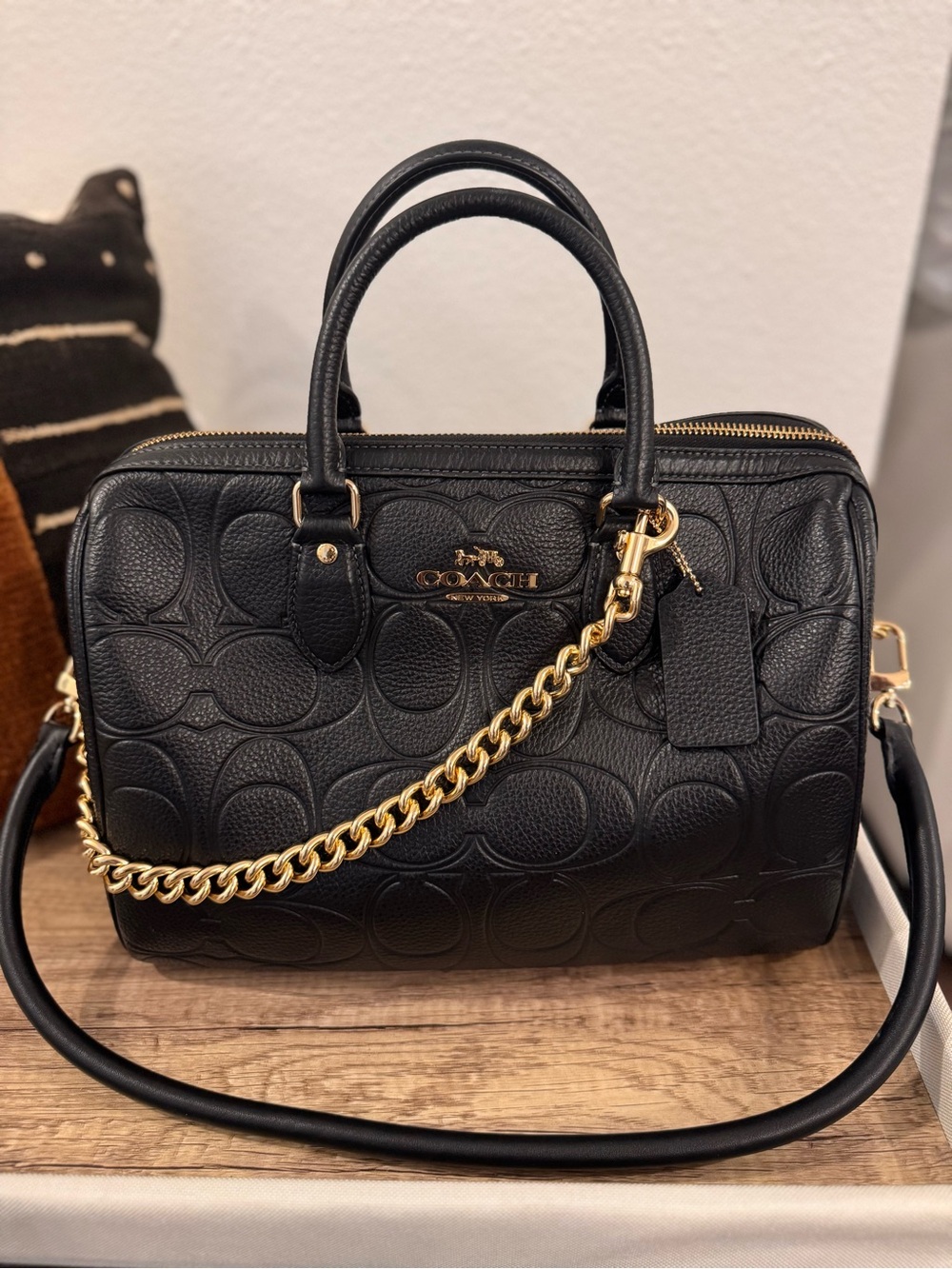 Coach Rowan Large Satchel in Signature Leather + Chain & Strap Set